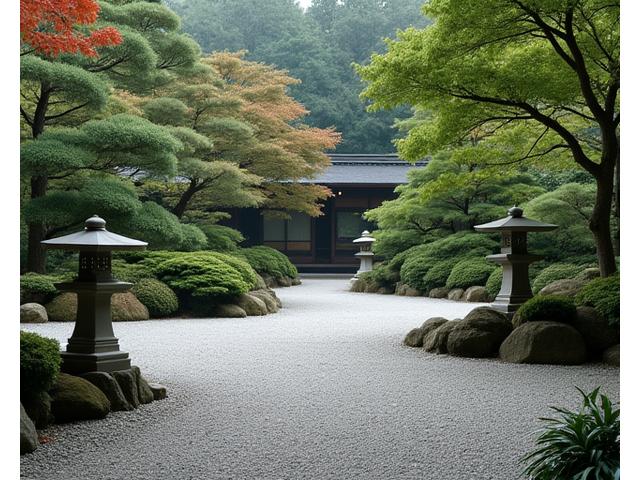 Traditional Japanese garden in Kyoto, Japan, providing a serene cultural and relaxation experience.