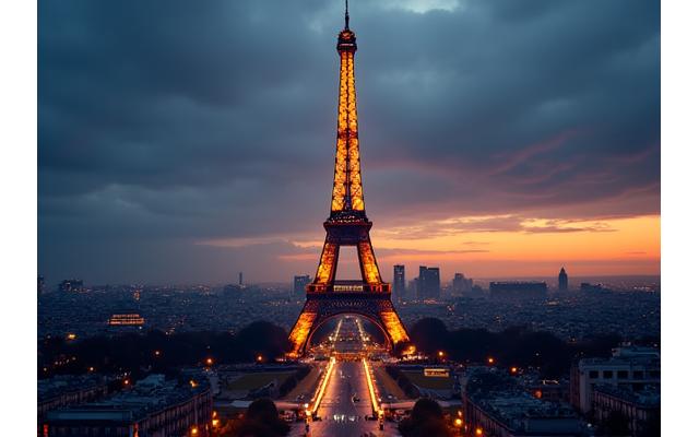 Eiffel Tower in Paris at sunset