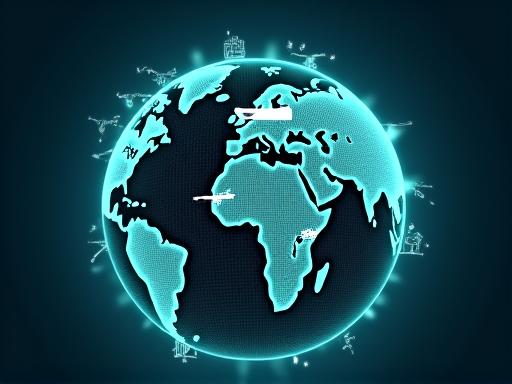 Abstract globe with travel icons representing global connectivity.